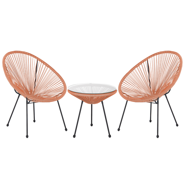 Beliani - ACAPULCO - Bistroset voor 2 - Oranje - PE rotan