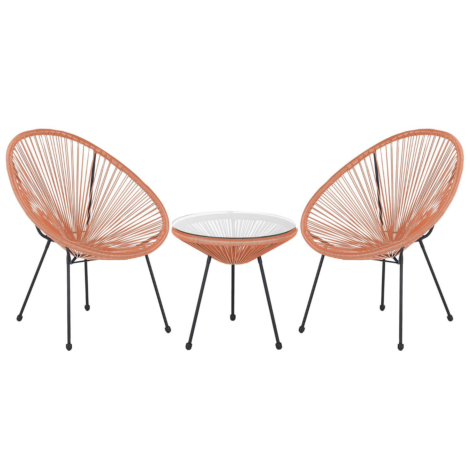 Beliani - ACAPULCO - Bistroset voor 2 - Oranje - PE rotan