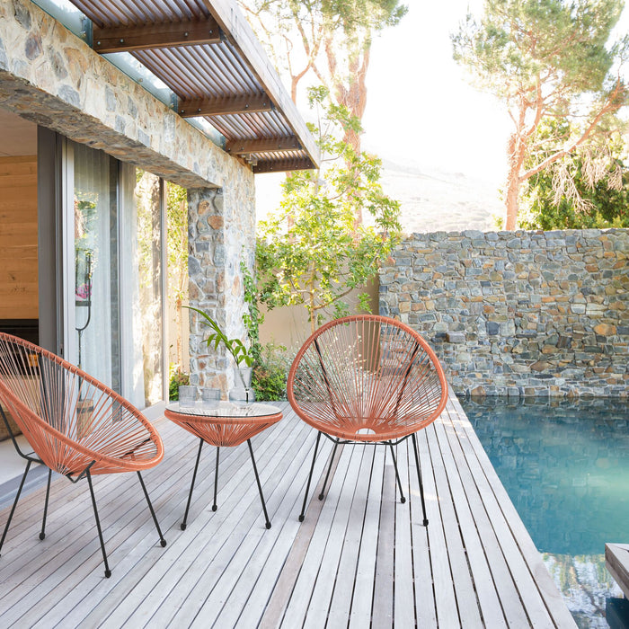 Beliani - ACAPULCO - Bistroset voor 2 - Oranje - PE rotan