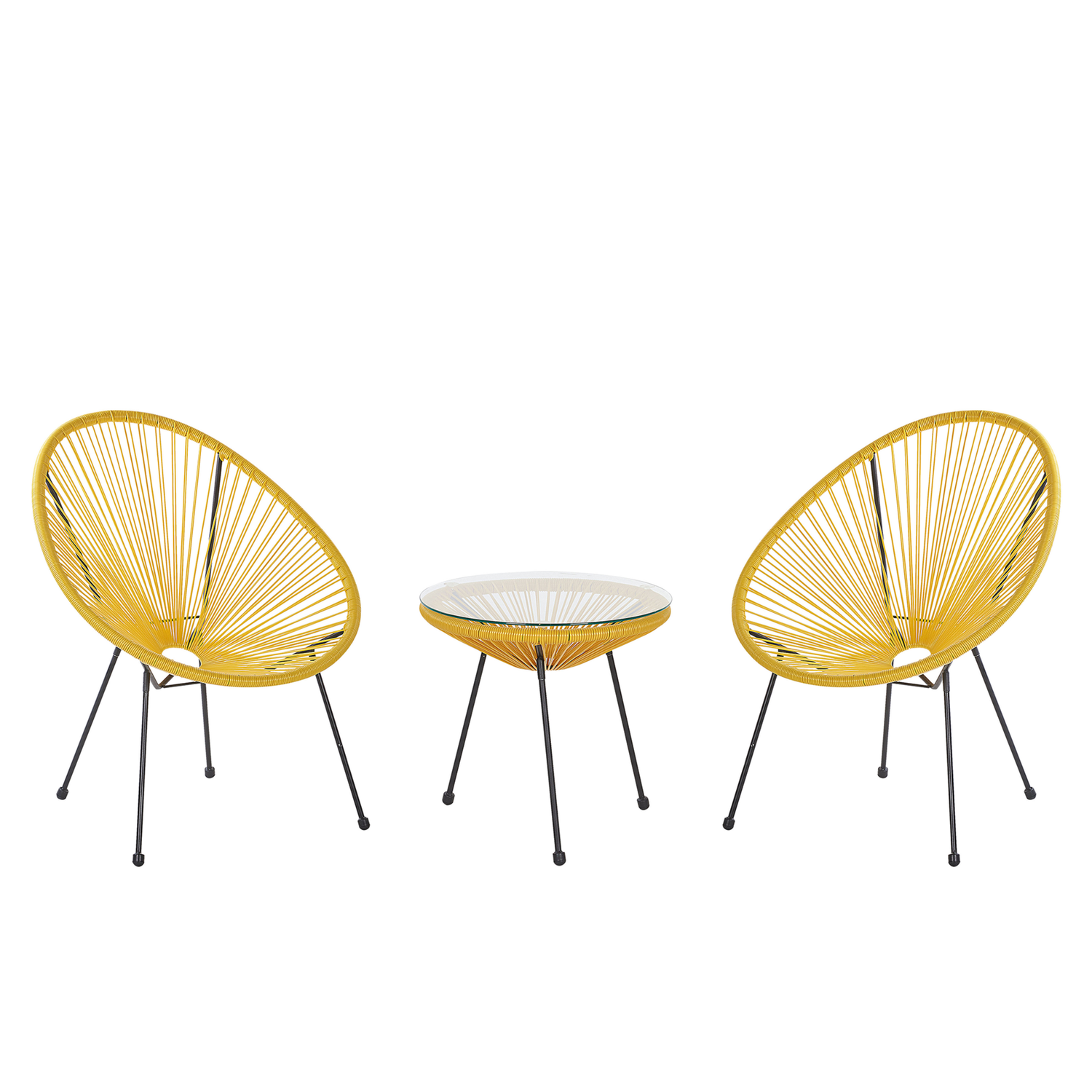 Beliani - ACAPULCO II - Bistroset voor 2 - Geel - PE rotan