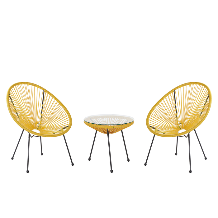 Beliani - ACAPULCO II - Bistroset voor 2 - Geel - PE rotan