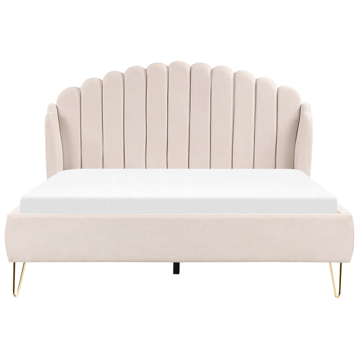 Beliani - AMBILLOU - Bed - Lichtbeige - 160 x 200 cm - Polyester