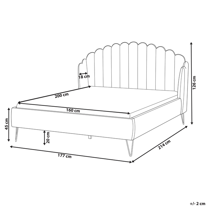 Beliani - AMBILLOU - Bed - Lichtbeige - 160 x 200 cm - Polyester