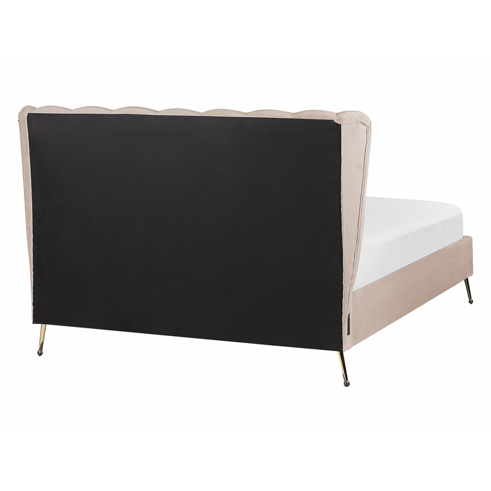 Beliani - MIRIBEL - Tweepersoonsbed - Taupe - 140x200 - Fluweel