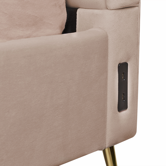 Beliani - MIRIBEL - Tweepersoonsbed - Taupe - 140x200 - Fluweel