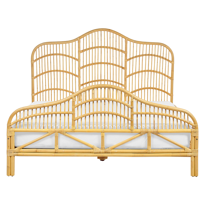 Beliani-DOMEYROT-Tweepersoonsbed-Lichtbruin-160 x 200 cm-Hout