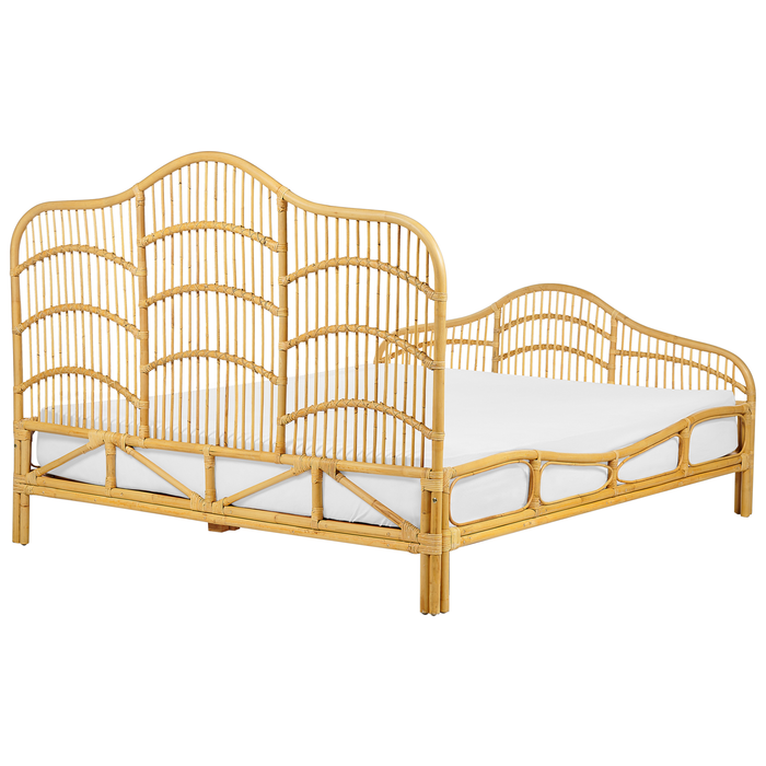 Beliani-DOMEYROT-Tweepersoonsbed-Lichtbruin-160 x 200 cm-Hout