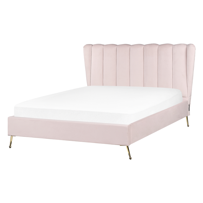 Beliani - MIRIBEL - Tweepersoonsbed - Roze - 140x200 - Fluweel