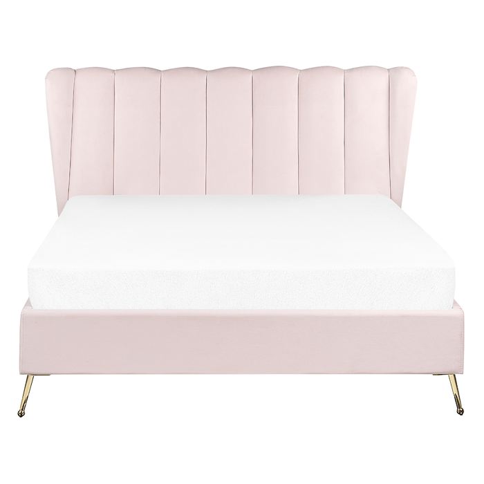 Beliani - MIRIBEL - Tweepersoonsbed - Roze - 140x200 - Fluweel