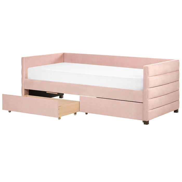 Beliani - MARRAY - Slaapbank - Pastelroze - 90 x 200 cm - Fluweel