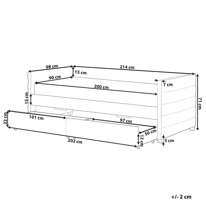 Beliani - MARRAY - Slaapbank - Pastelroze - 90 x 200 cm - Fluweel