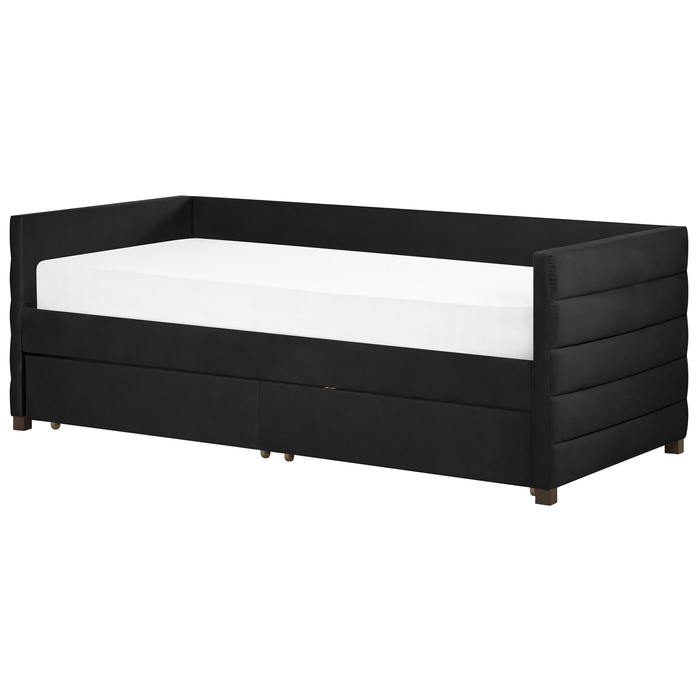 Beliani - MARRAY - Slaapbank - Zwart - 90 x 200 cm - Fluweel