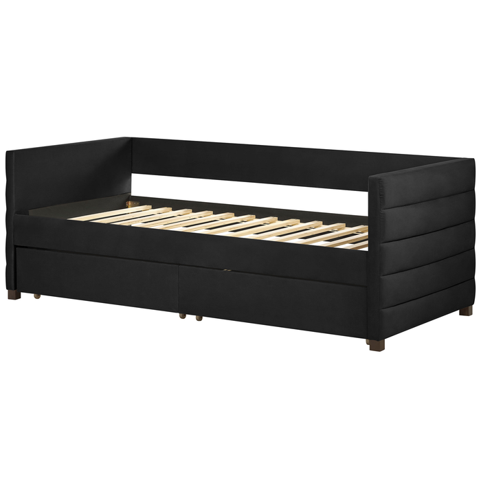 Beliani - MARRAY - Slaapbank - Zwart - 90 x 200 cm - Fluweel