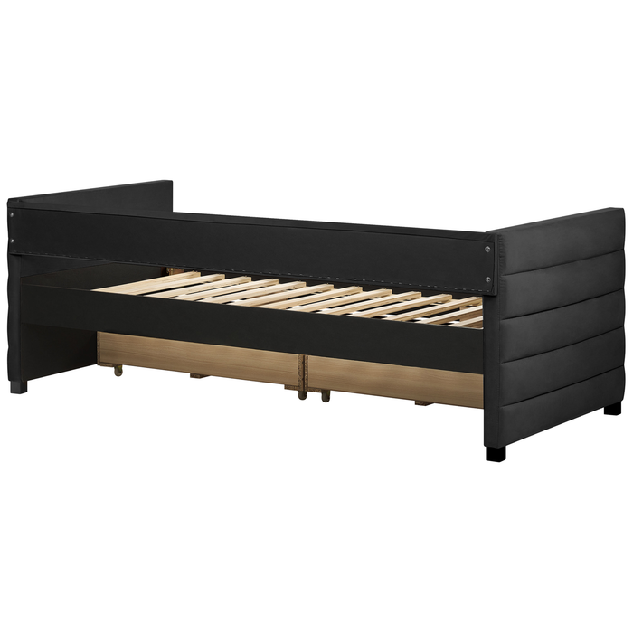 Beliani - MARRAY - Slaapbank - Zwart - 90 x 200 cm - Fluweel