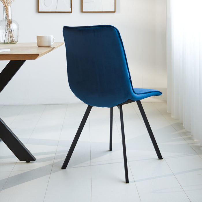 Dimehouse Eetkamerstoel Jimmy velvet blauw