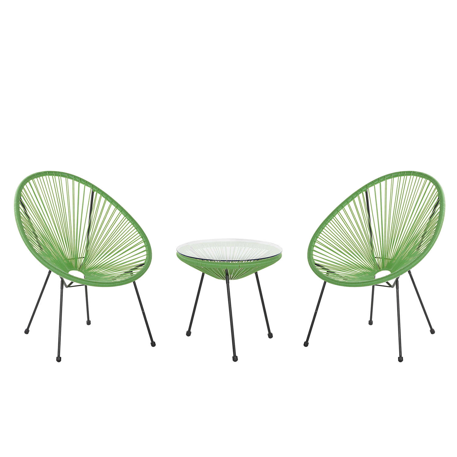 Beliani - ACAPULCO II - Bistroset voor 2 - Groen - PE rotan