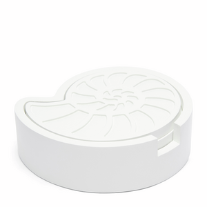 Riviera Maison Onderzetters 4 stuks met houder - Seaschell Blauw| Wit