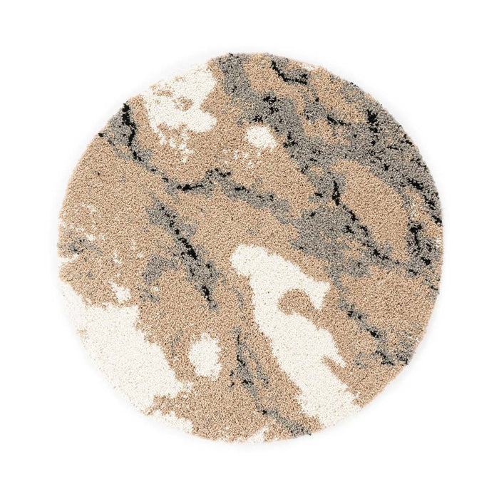 Boho&me Rond hoogpolig vloerkleed Marble Artisan - beige - 160 cm