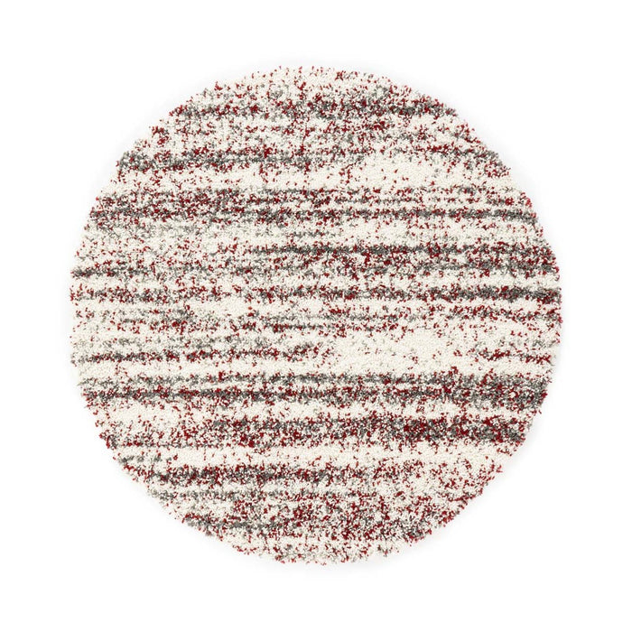 Boho&me Rond hoogpolig vloerkleed strepen Artisan - grijs|rood - 300