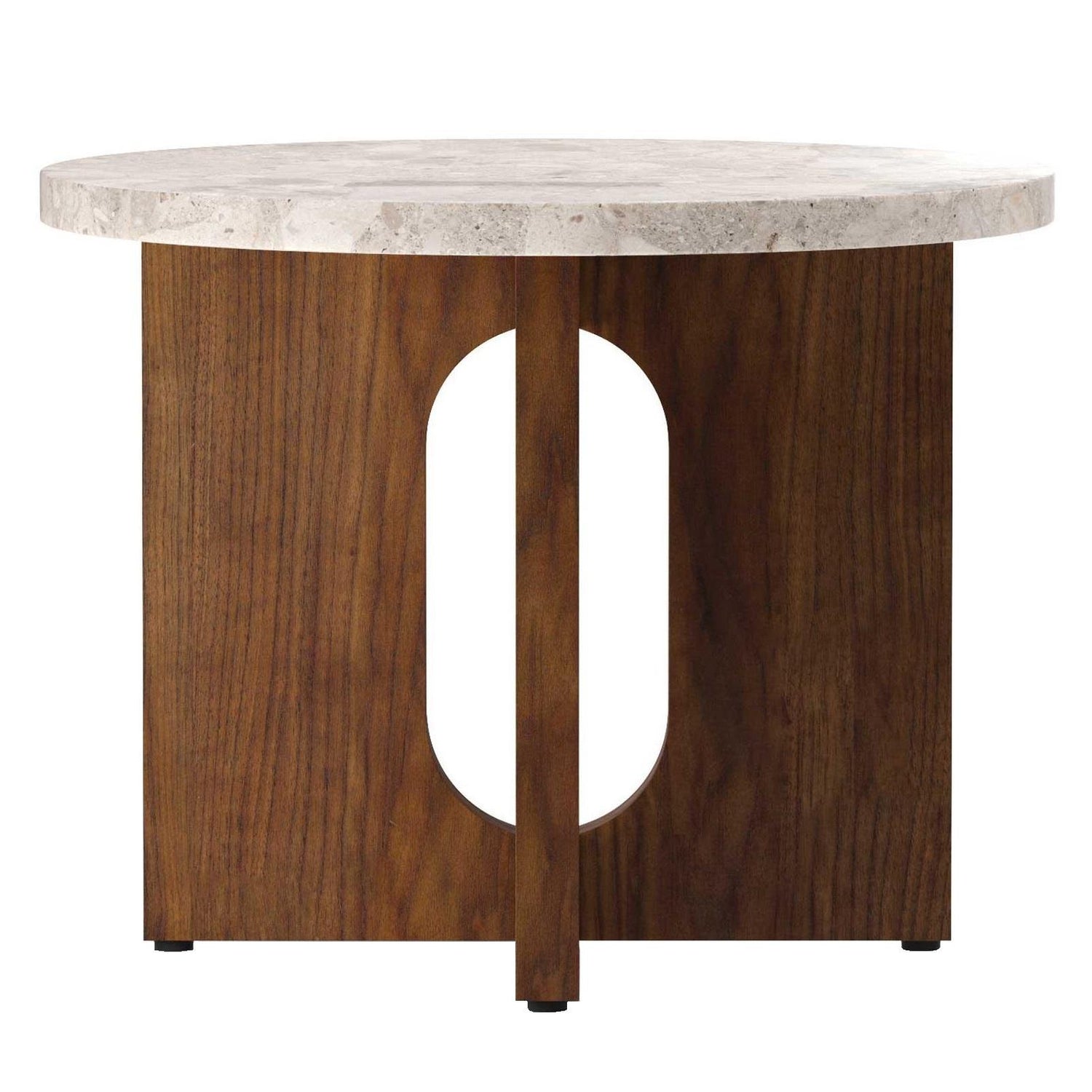 Audo Copenhagen Androgyne bijzettafel Ø50 walnoot, Kunis Breccia steen