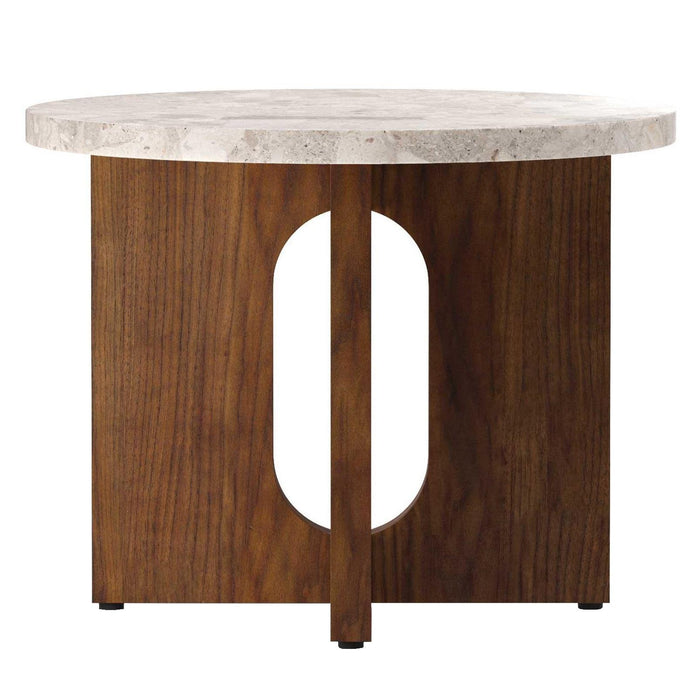 Audo Copenhagen Androgyne bijzettafel Ø50 walnoot, Kunis Breccia steen