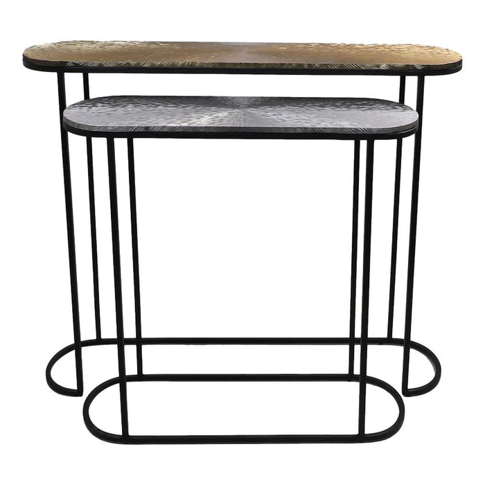 HSM - Console Tafel Fletcher - 96x30x78|72x30x69 - Zilver|goud - Set