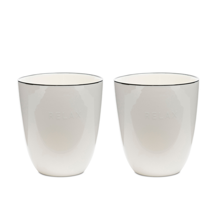 Riviera Maison Koffiemokken, Wit - Relax - 2 stuks