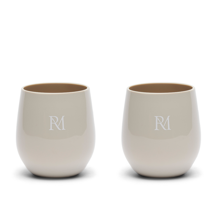 Riviera Maison Waterglazen set Beige - Monogram Outdoor 2 stuks