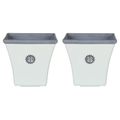 Beliani-ELATEIA-Bloempot set van 2-Wit-32 cm-Klei-vezelmengsel