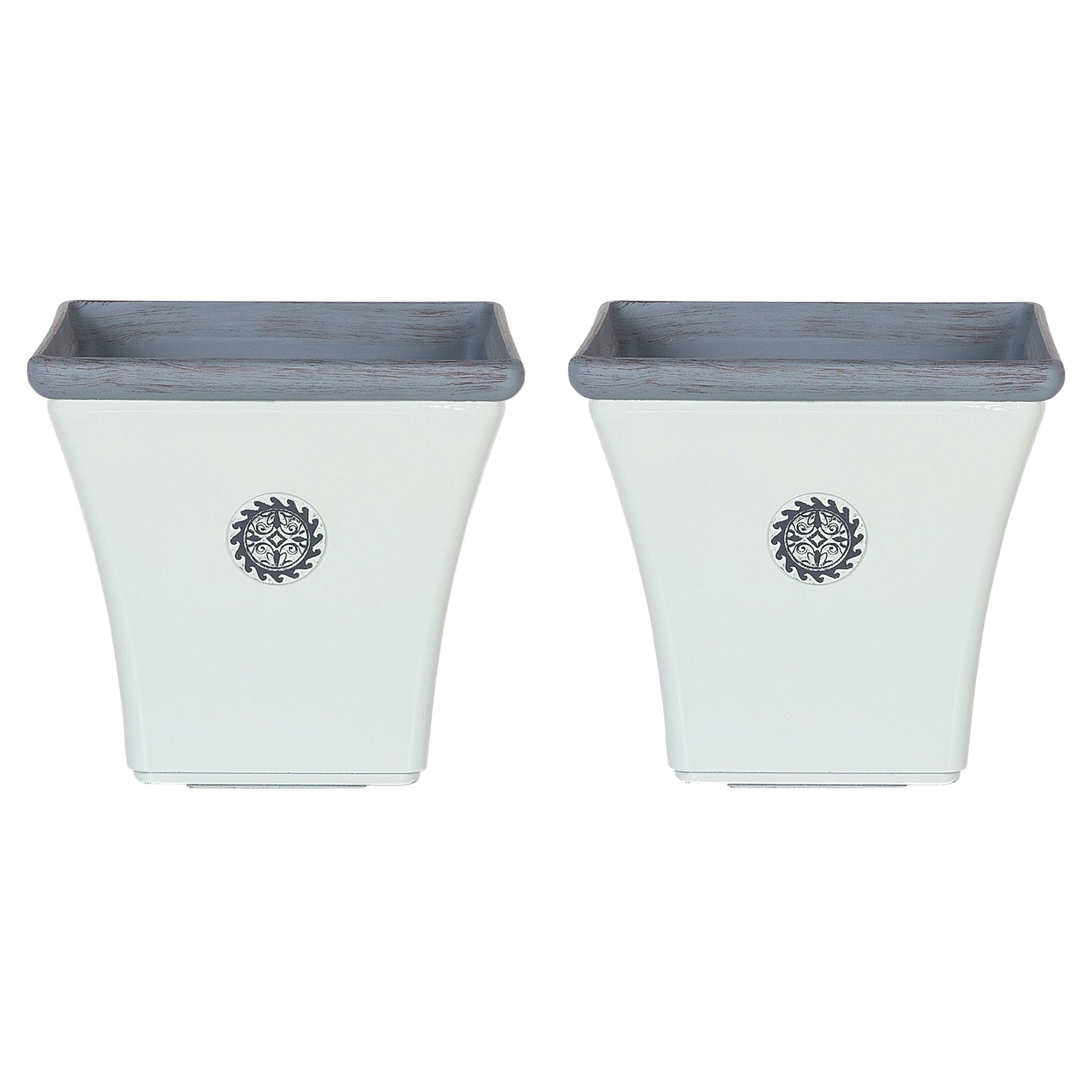 Beliani-ELATEIA-Bloempot set van 2-Wit-32 cm-Klei-vezelmengsel