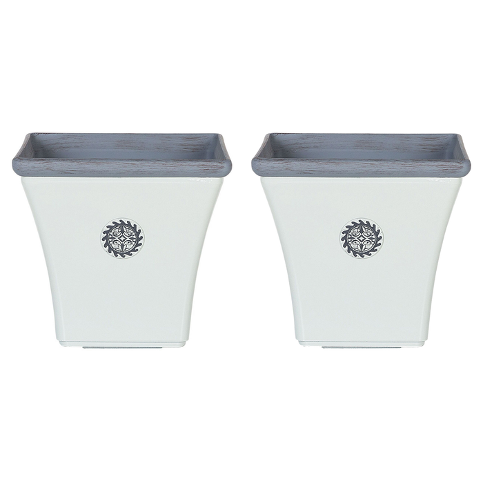 Beliani-ELATEIA-Bloempot set van 2-Wit-32 cm-Klei-vezelmengsel