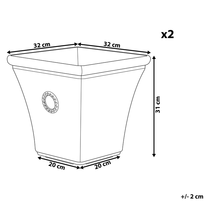 Beliani-ELATEIA-Bloempot set van 2-Wit-32 cm-Klei-vezelmengsel