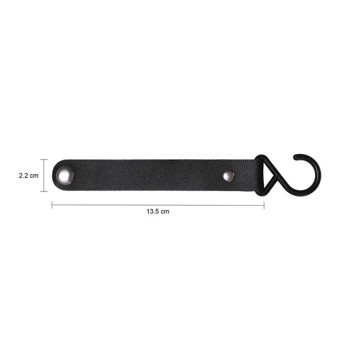 QUVIO ophanghaak met leren bandje - Zwart - set van 8
