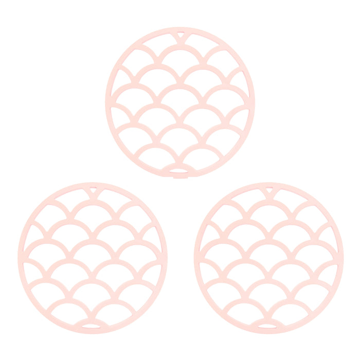 Krumble Pannenonderzetter met schubben patroon - Roze - Set van 3