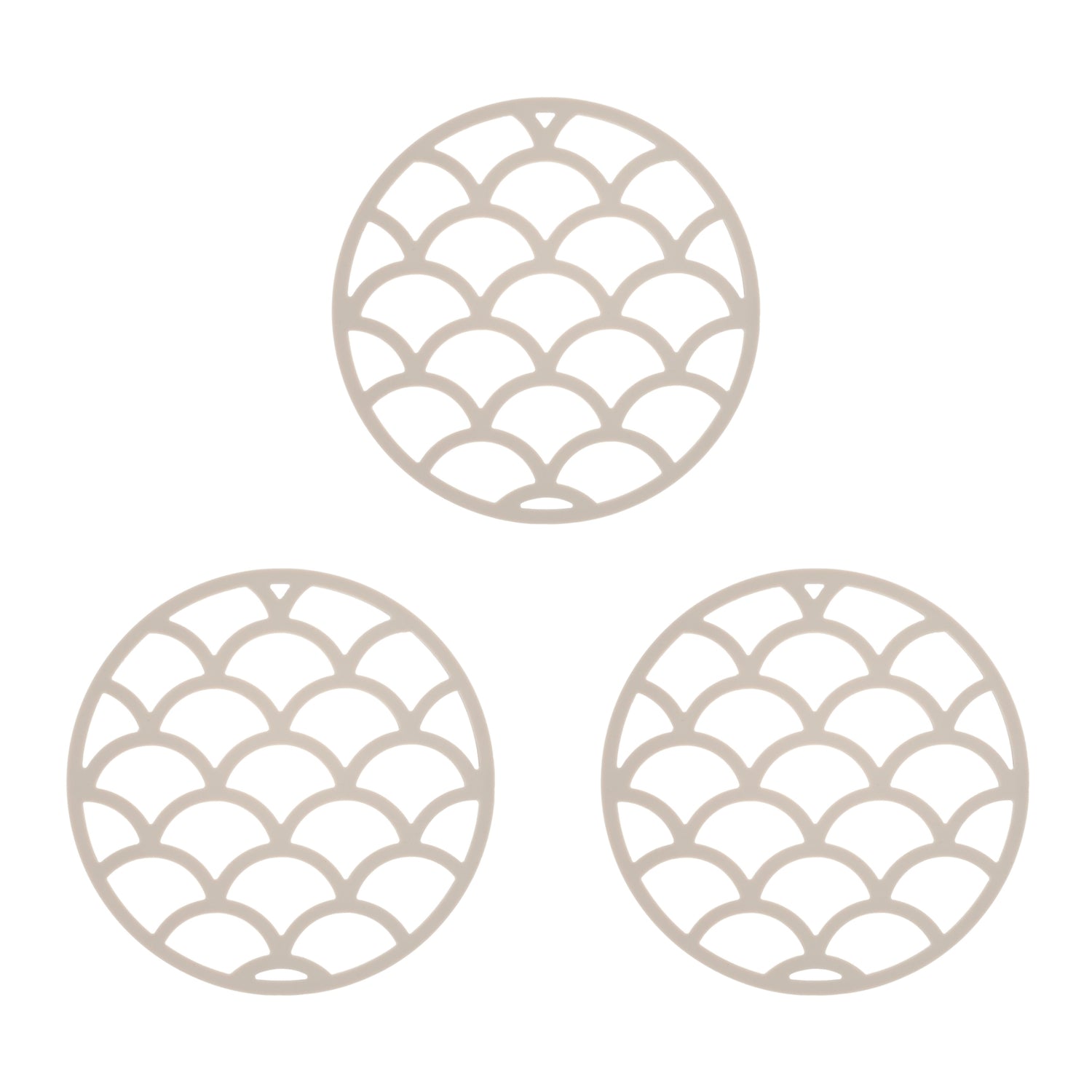 Krumble Pannenonderzetter met schubben patroon - Beige - Set van 3