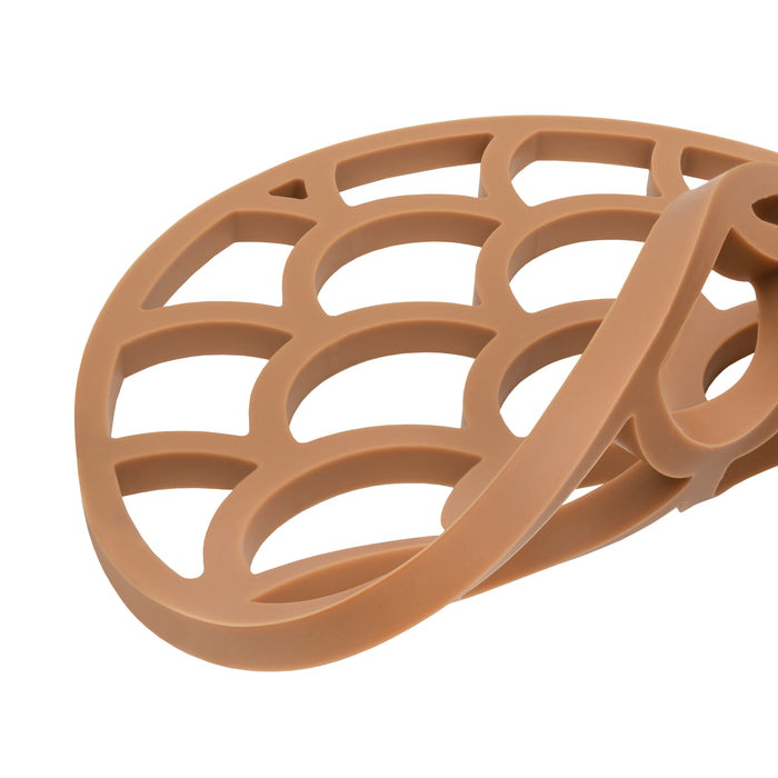 Krumble Pannenonderzetter met schubben patroon - Bruin - Set van 4