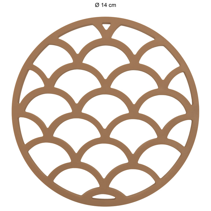 Krumble Pannenonderzetter met schubben patroon - Bruin - Set van 4