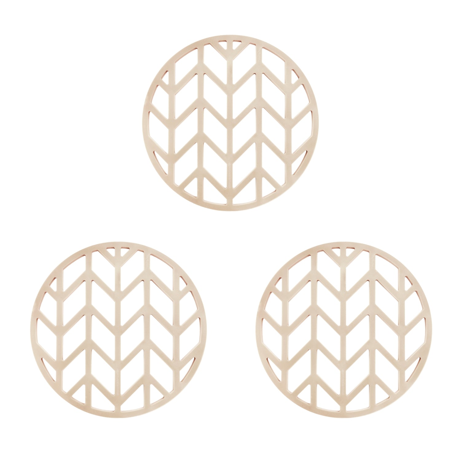 Krumble Pannenonderzetter met pijlen patroon - Beige - Set van 3