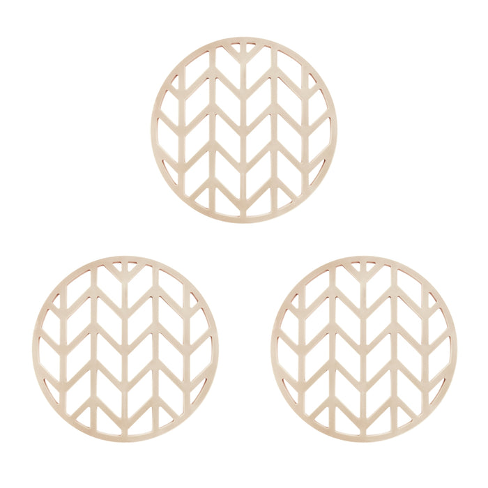 Krumble Pannenonderzetter met pijlen patroon - Beige - Set van 3