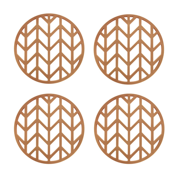 Krumble Pannenonderzetter met pijlen patroon - Bruin - Set van 4