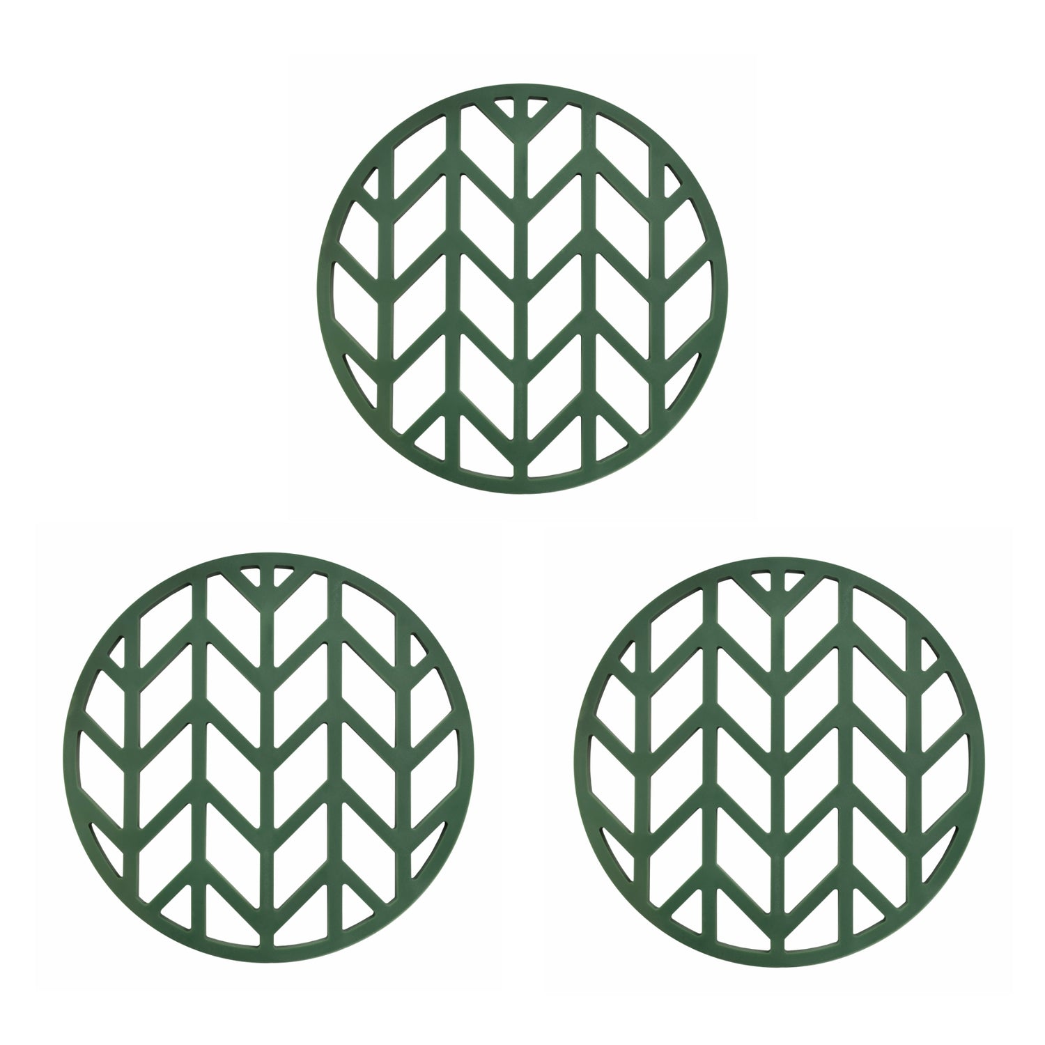 Krumble Pannenonderzetter met pijlen patroon - Groen - Set van 3