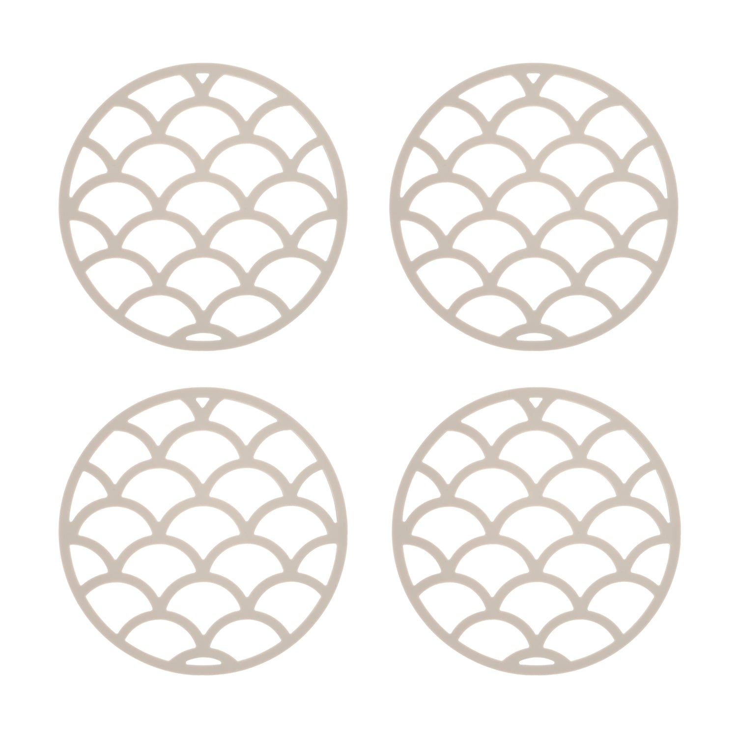 Krumble Pannenonderzetter met schubben patroon - Beige - Set van 4