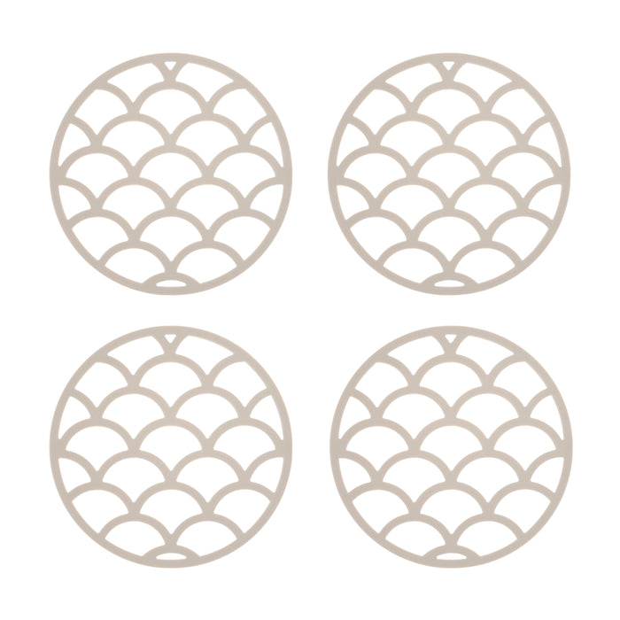 Krumble Pannenonderzetter met schubben patroon - Beige - Set van 4