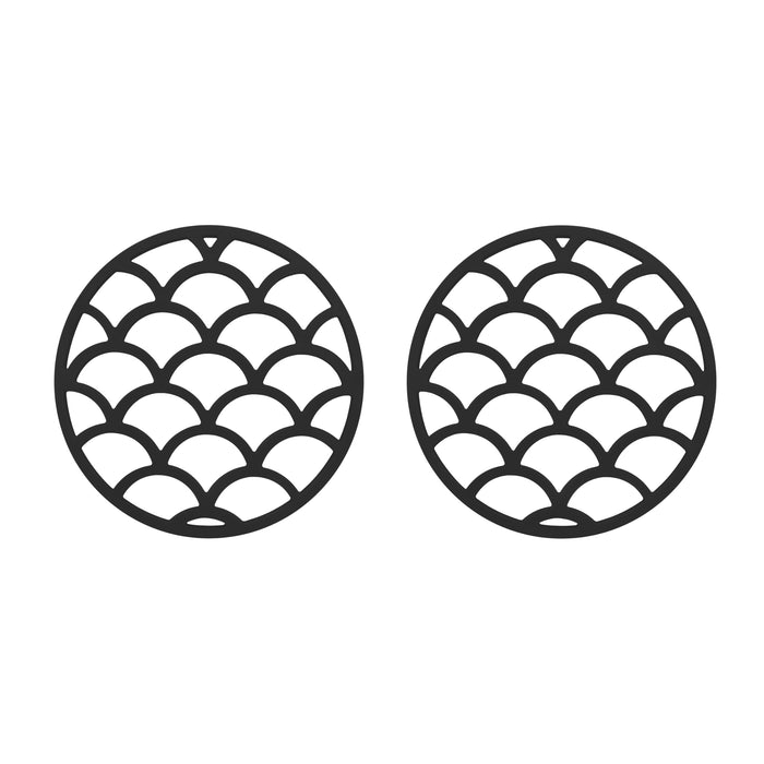 Krumble Pannenonderzetter met schubben patroon - Zwart - Set van 2