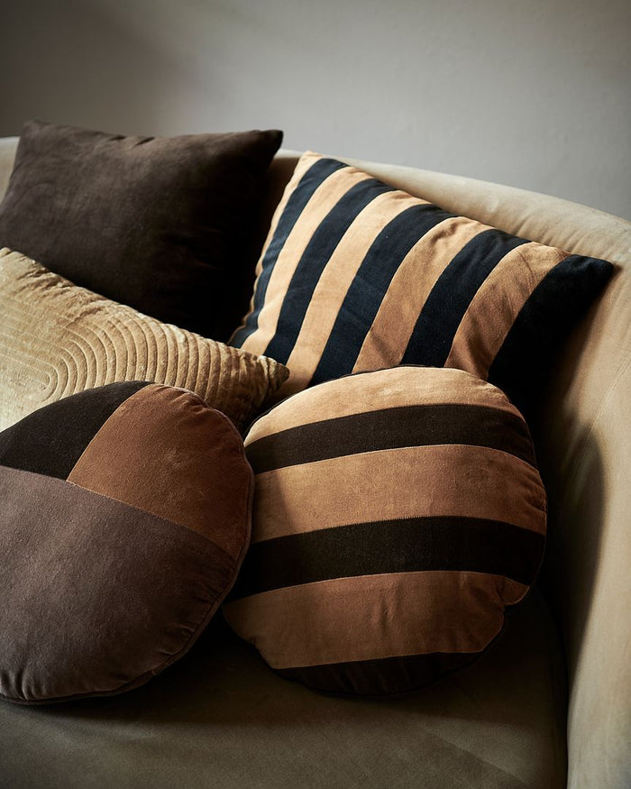 vtwonen Rond Sierkussen - Velvet - Katoen - Bruin - 40 cm