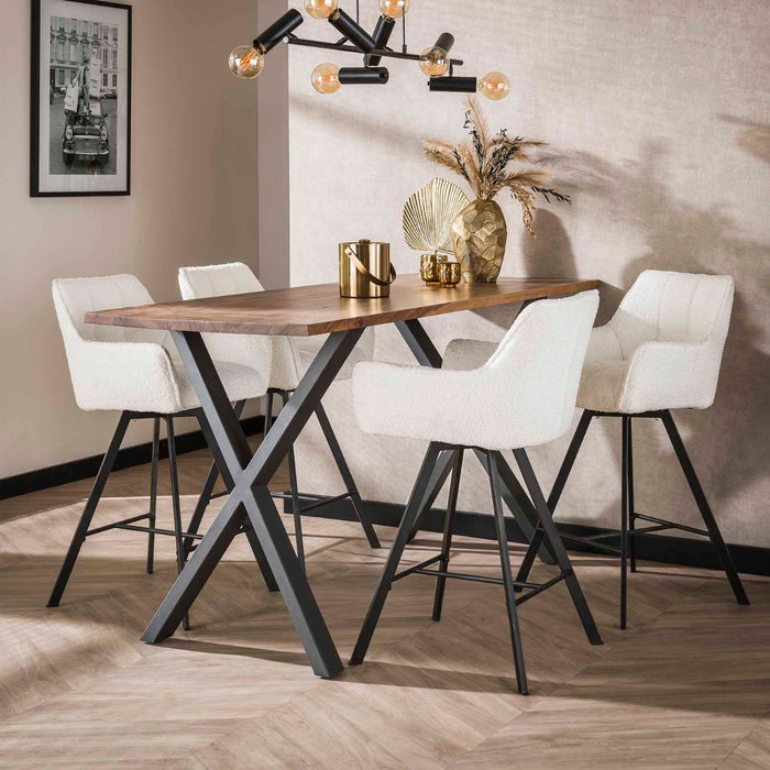 Fraaai - Ramon draaibare barstoel - 69 cm - boucle - wit