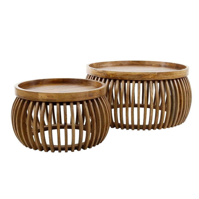 Fraaai - Odila salontafel mangohout curve set van 2