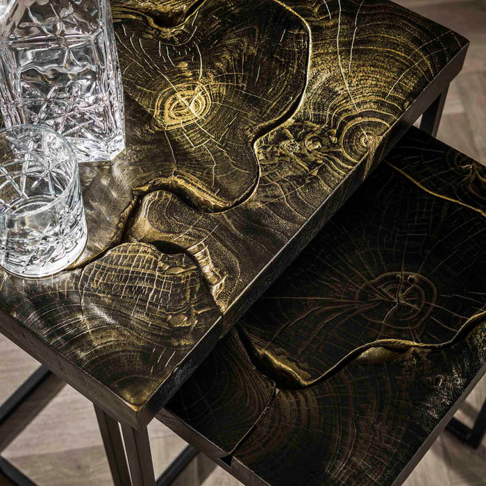 Fraaai - Maron vierkante bijzettafels - zwart|goud - set van 2