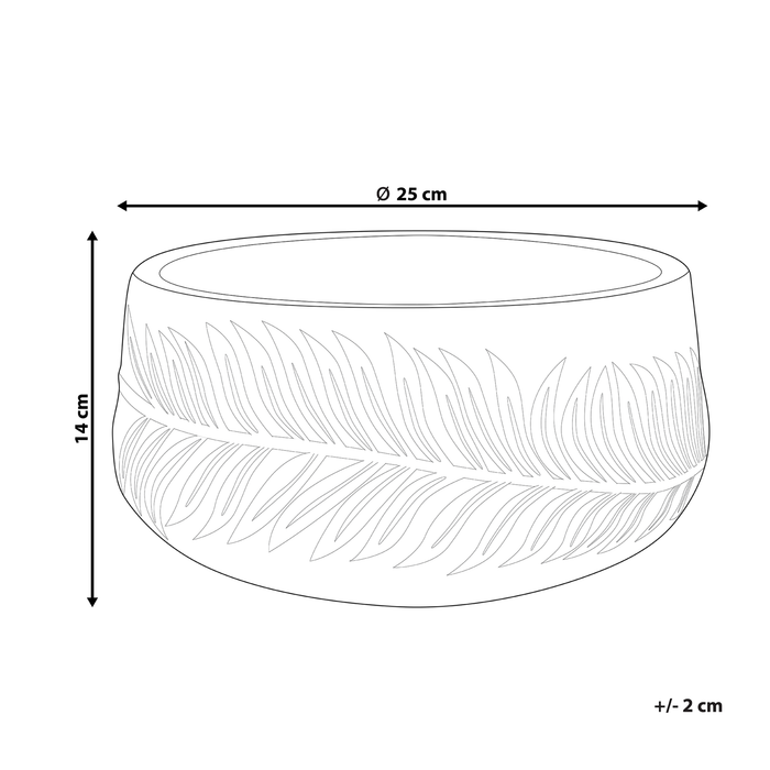 Beliani-FTERO-Bloempot-Gebroken wit-25 x 25 x 14 cm-Kleivezel