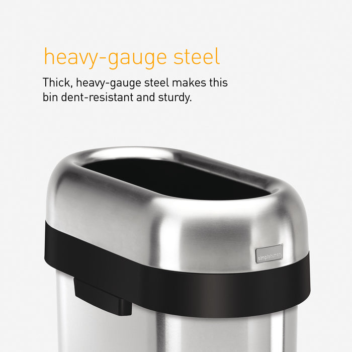 Simplehuman Afvalemmer Bullet Open Top RVS Slimline, 50 liter